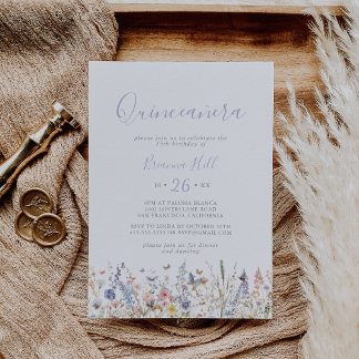 Summer Multicolor Wildblume Quinceñera Einladung
