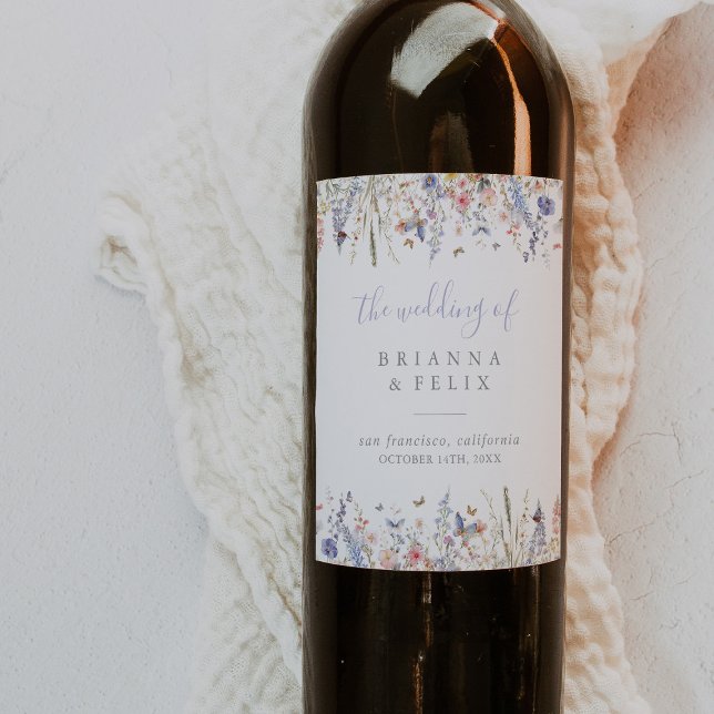 Summer Multicolor Wildblume Wedding Wine Labels Weinetikett (Von Creator hochgeladen)