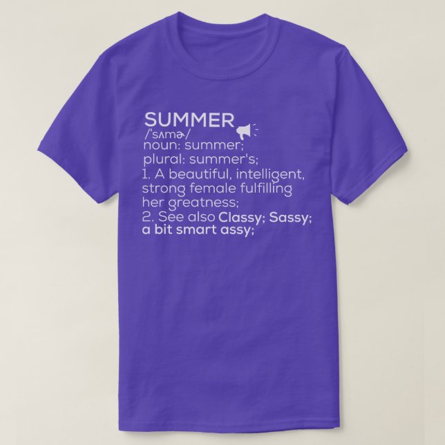 Summer Name Summer Definition Summer Femme Name S T-Shirt (Design vorne)