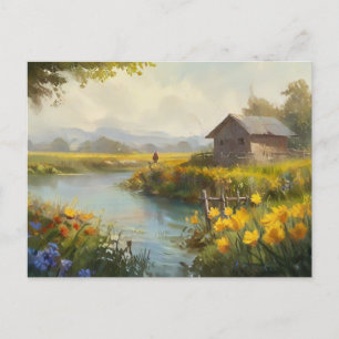 Summer Nature House Postcard Wasserfarbe Postkarte