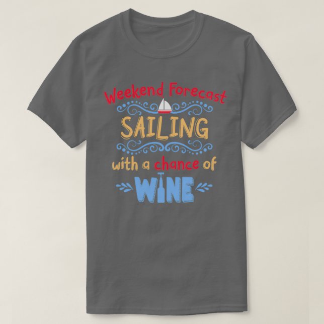 Summer Nautic Sailing Lake Wine Design T-Shirt (Design vorne)