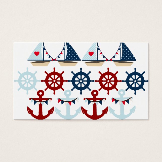 Summer Nautic Theme Anchors Segelboote Helms (Vorderseite)