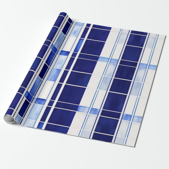 Summer Navy Blue Boat Moderne Stripes Collection Geschenkpapier (Ungerollt)