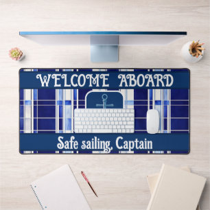 Summer Navy Blue Boat Moderne Stripes Collection Schreibtischunterlage