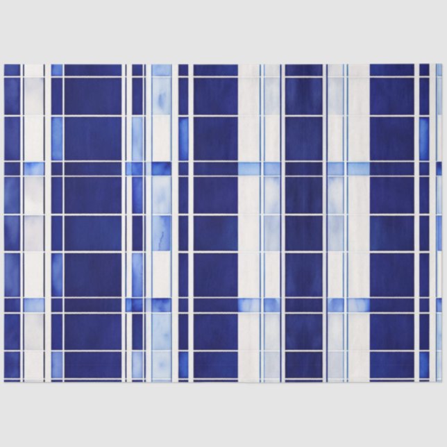 Summer Navy Blue Boat Moderne Stripes Collection Seidenpapier (Vorderseite)