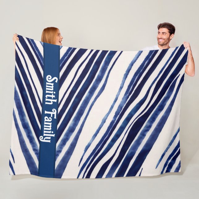Summer Navy Blue Boat Populäre Stripes Collection Fleecedecke (Beispiel)
