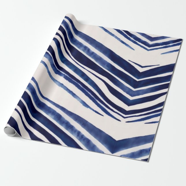 Summer Navy Blue Boat Populäre Stripes Collection Geschenkpapier (Ungerollt)