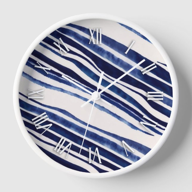Summer Navy Blue Boat Populäre Stripes Collection Uhr (Vorderseite)