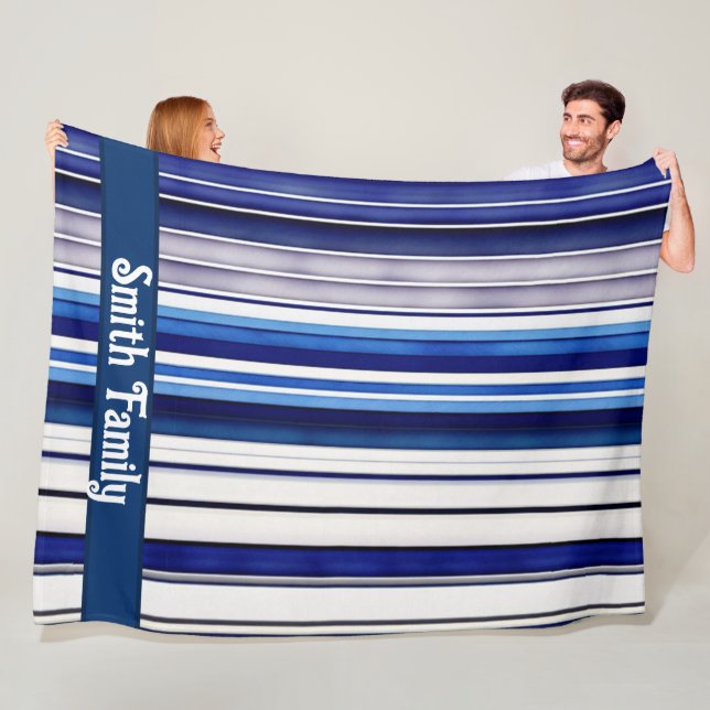 Summer Navy Blue Boot Trendy Stripes Collection Fleecedecke (Beispiel)