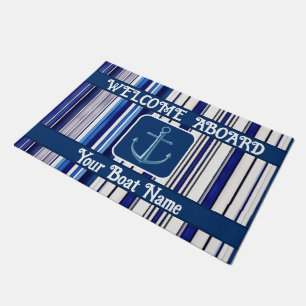 Summer Navy Blue Boot Trendy Stripes Collection Fußmatte