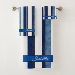 Summer Navy Blue Popular Boat Stripes Collection Badhandtuch Set