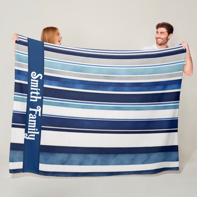 Summer Navy Blue Popular Boat Stripes Collection Fleecedecke (Beispiel)