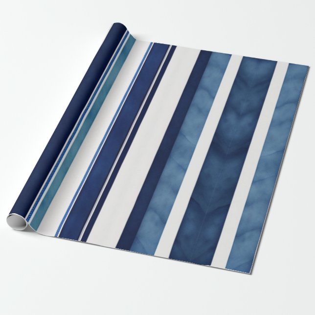 Summer Navy Blue Popular Boat Stripes Collection Geschenkpapier (Ungerollt)