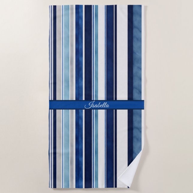 Summer Navy Blue Popular Boat Stripes Collection Strandtuch (Vorderseite)