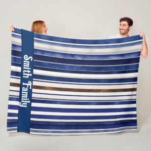Summer Navy Blue Trendboot Stripes Collection Fleecedecke