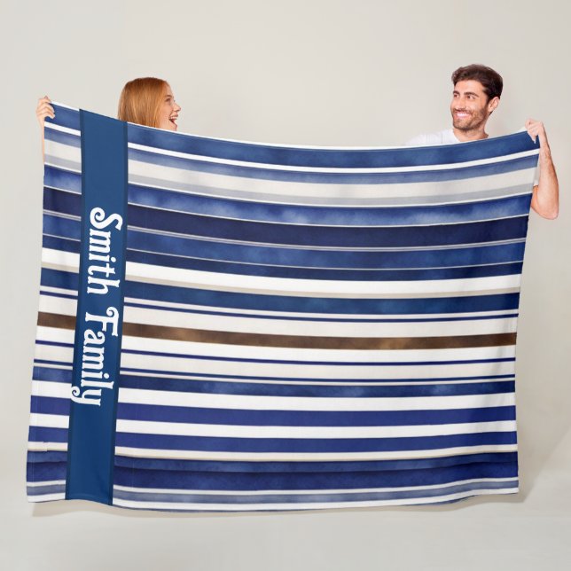 Summer Navy Blue Trendboot Stripes Collection Fleecedecke (Beispiel)