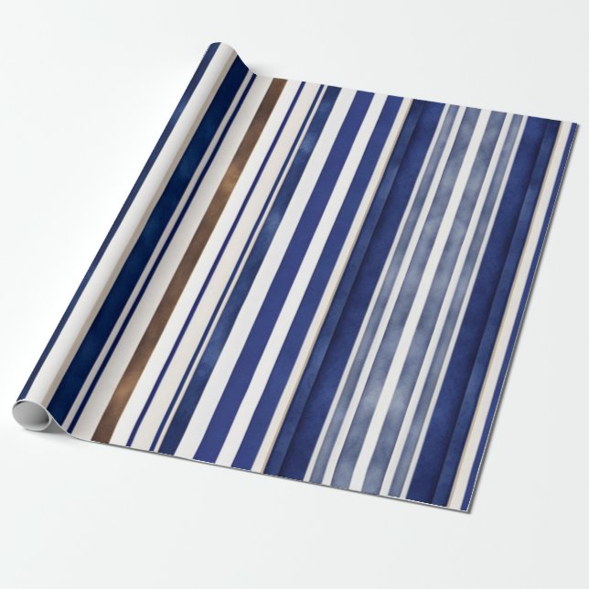 Summer Navy Blue Trendboot Stripes Collection Geschenkpapier (Ungerollt)
