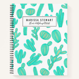 Summer Neon Aquamarin Green Tropical Cactus Pflanz Notizbuch