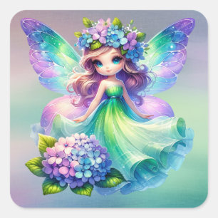 Summer Niedlich Fairy Princess Girls Quadratischer Aufkleber