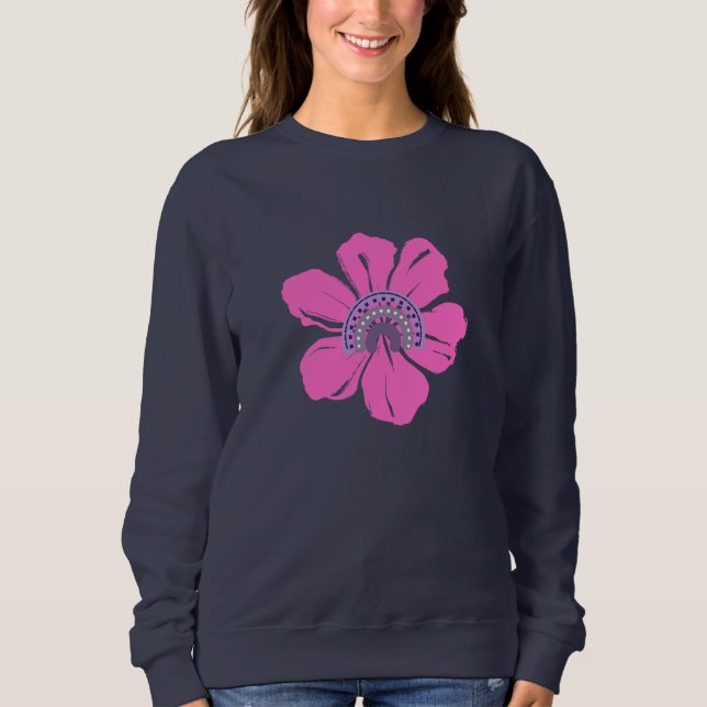 Summer Niedlich Pink Blume Sweatshirt (Vorderseite)