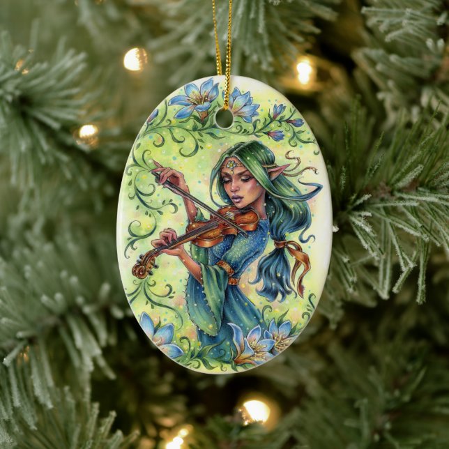 Summer Night Fiddler Ornament Fairy Elf Violin (Baum)