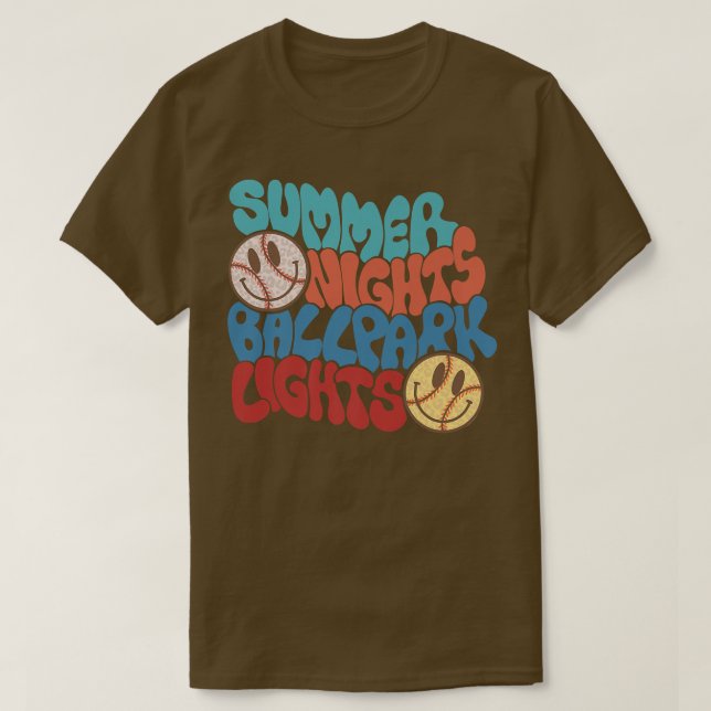 Summer Nights And Ballpark Lights Baseball Softbal T-Shirt (Design vorne)