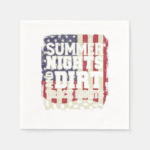 Summer Nights And Dirt Track Lights USA Flag Race Serviette