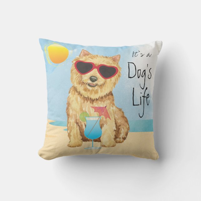 Summer Norwich Terrier Outdoor Pillow Kissen (Vorderseite)