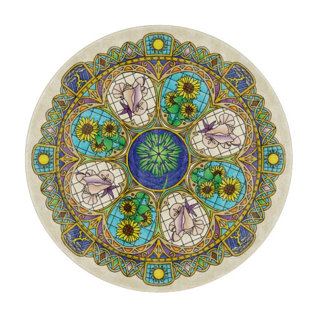 Summer Nouveau Glass Cutting Board Schneidebrett (Vorderseite)