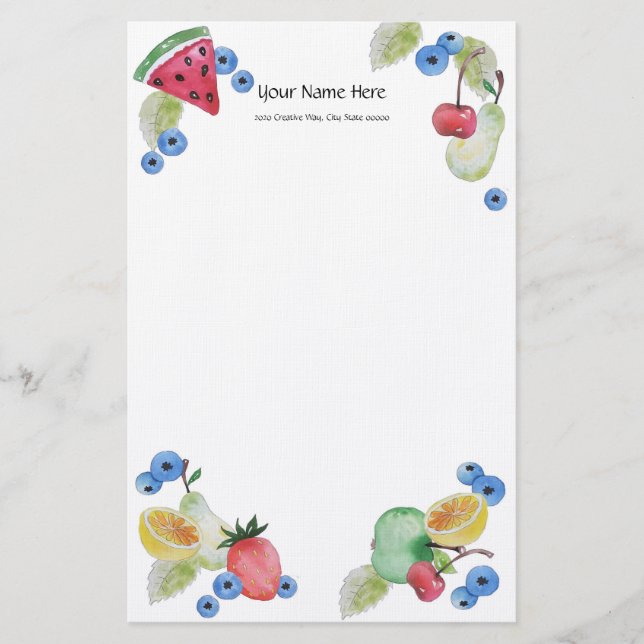 Summer Obstlinen Stationery Briefpapier (Vorderseite)