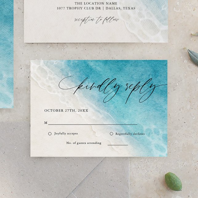 Summer Ocean Beach Wedding RSVP Card Karte (Von Creator hochgeladen)