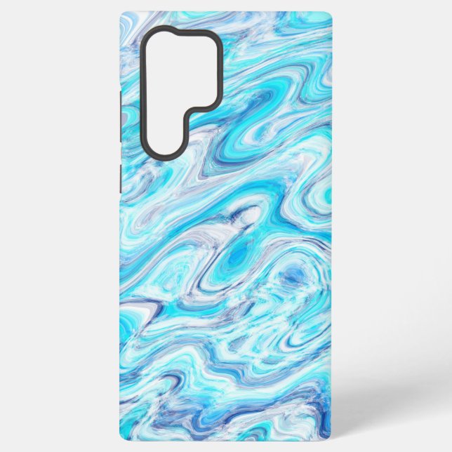 Summer Ocean Blue Abstrakte Marmortextur Samsung Galaxy Hülle (Rückseite)