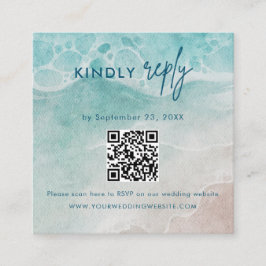 Summer Ocean Blue Beach  Wedding RSVP Card Begleitkarte