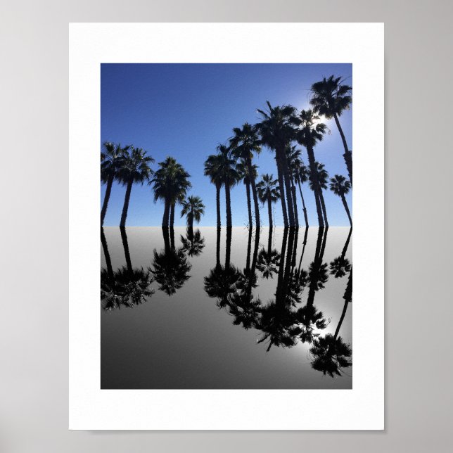 Summer Ocean Palms Reflection Photography Poster (Vorne)