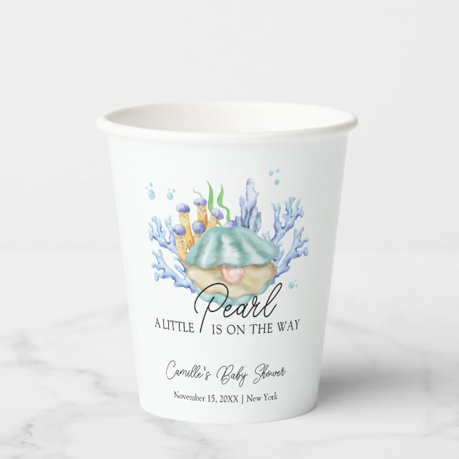 Summer Ocean Pearl Under Sea Baby Shower Pappbecher (Vorderseite)