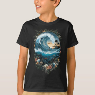 Summer Ocean Wave Surfing Tropical Beach Reef  T-Shirt