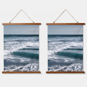 Summer Ocean Waves Wandteppich Mit Holzrahmen