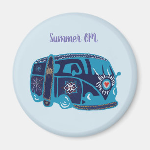 Summer Om Hippie Van Standard, 5,7 cm Magnet