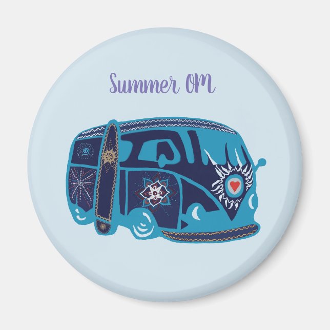 Summer Om Hippie Van Standard, 5,7 cm Magnet (Vorne)