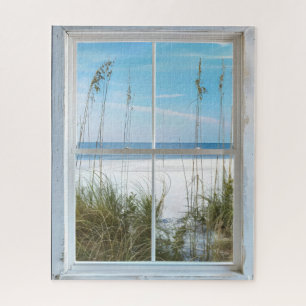 Summer on Beach Window View Puzzle