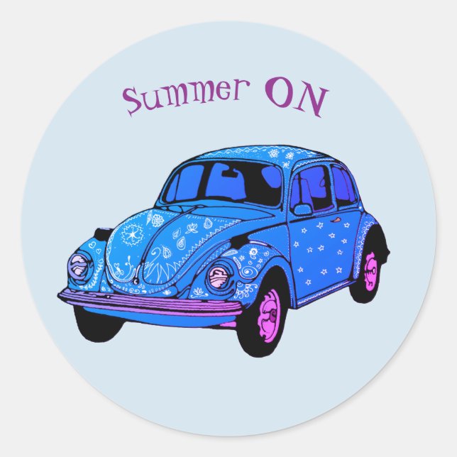 Summer On Blue Hippie Car Mandala Car Sticker (Vorderseite)