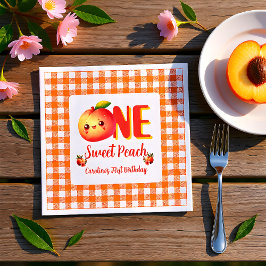 Summer One Cute Peach Birthday Serviette