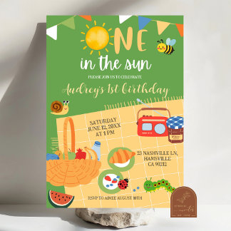 Summer One in the Sun Picnic 1st Birthday Outdoor  Einladung
