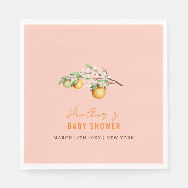 Summer Orange Citrus Clementine Baby Dusche Serviette (Vorderseite)