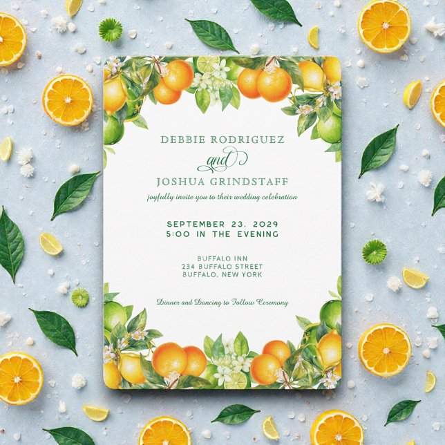 Summer Orange Citrus Fruit Wedding Invitation  Einladung (Von Creator hochgeladen)
