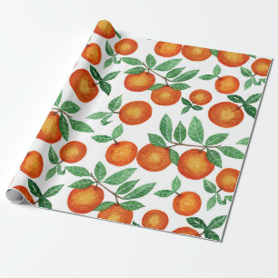 Summer Orange Citrus Wasserfarbe Fruchtmuster Geschenkpapier