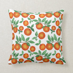 Summer Orange Citrus Wasserfarbe Fruchtmuster Kissen