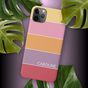 Summer Orange Coral Pink Peach Lila Stripes Case-Mate iPhone Hülle