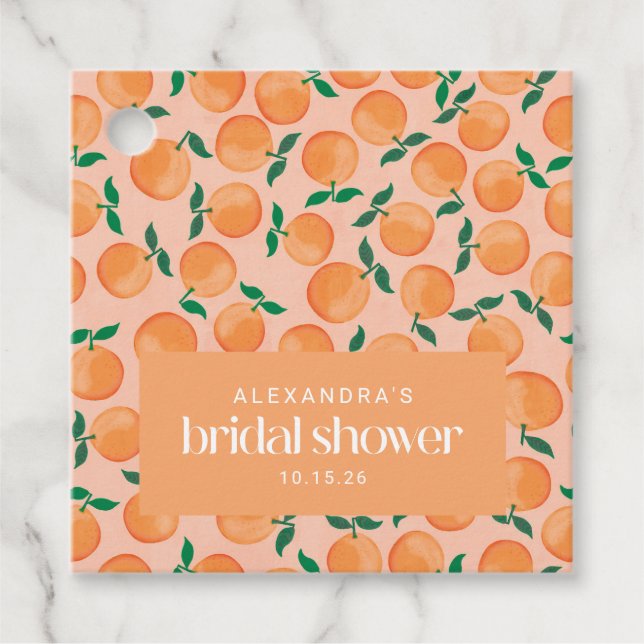 Summer Orange Fruchtrosa Brautparty Custom Geschenkanhänger (Vorderseite)