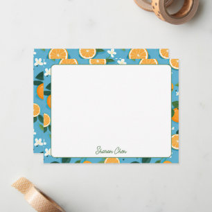 Summer Orange Individuelle Name Stationery Mitteilungskarte